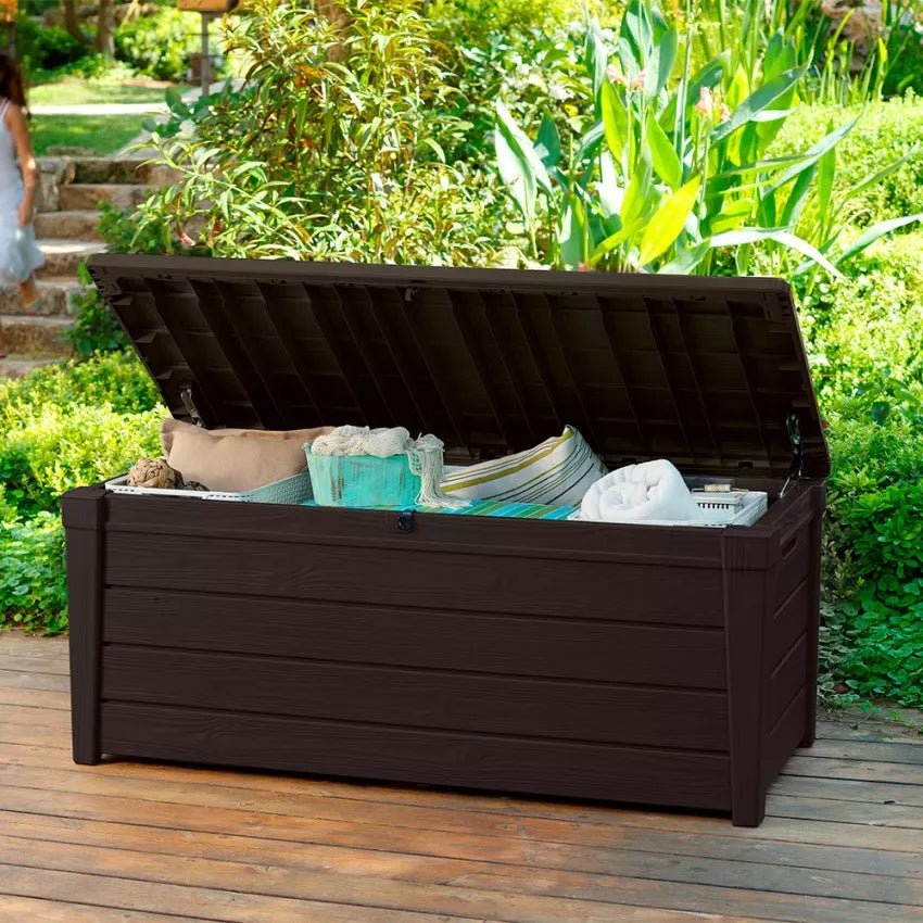 Baule Cassapanca in Resina Brightwood Marrone, 1,01 m², Capacità 454L - Keter - Idea giardino