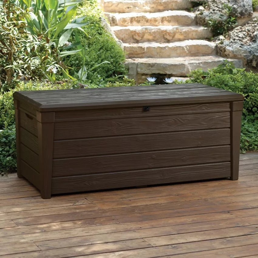 Baule Cassapanca in Resina Brightwood Marrone, 1,01 m², Capacità 454L - Keter - Idea giardino