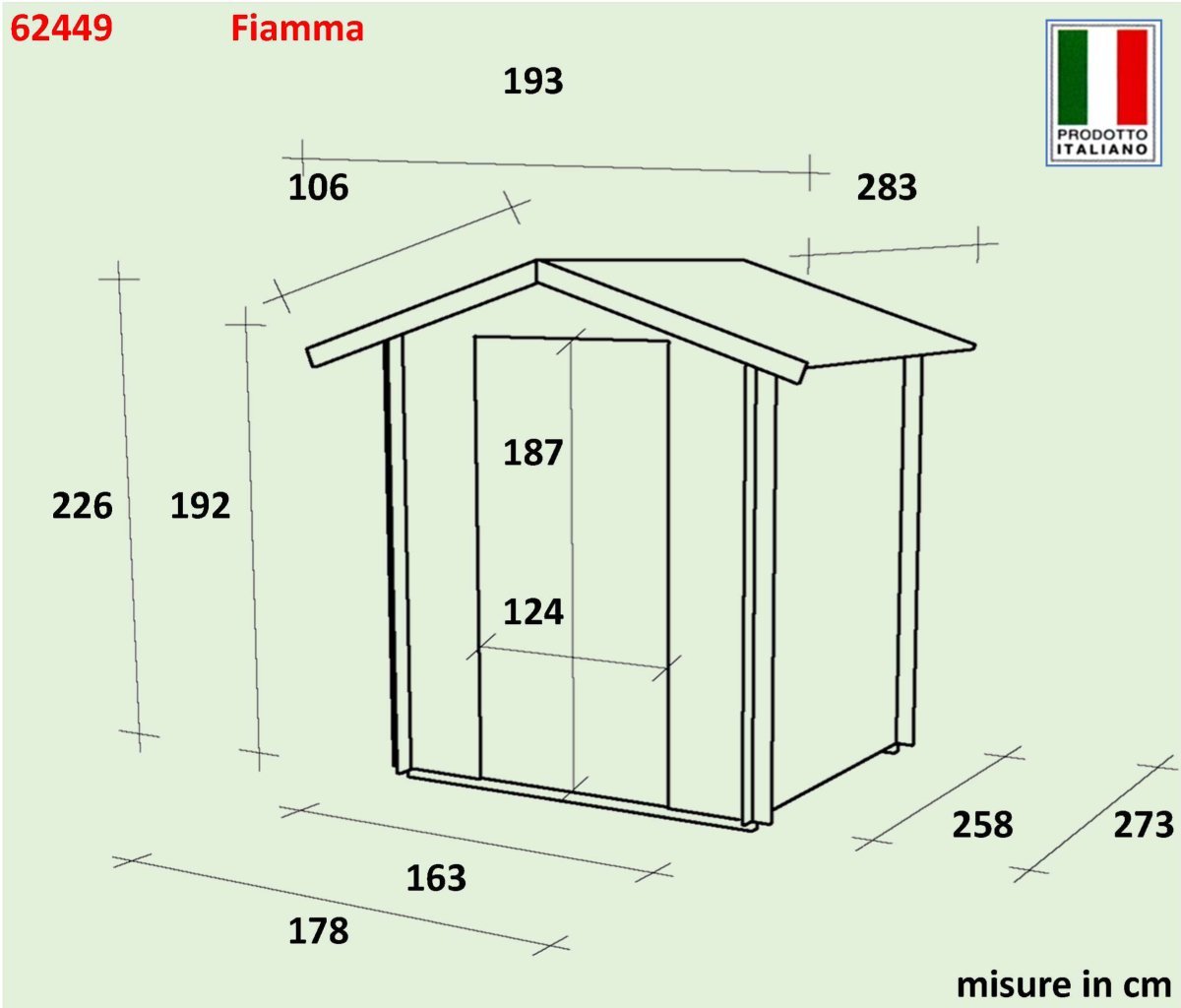 Casetta in Legno Fiamma - 4.86 mq con Spessore Pareti 16 mm - ALCE - Idea giardino