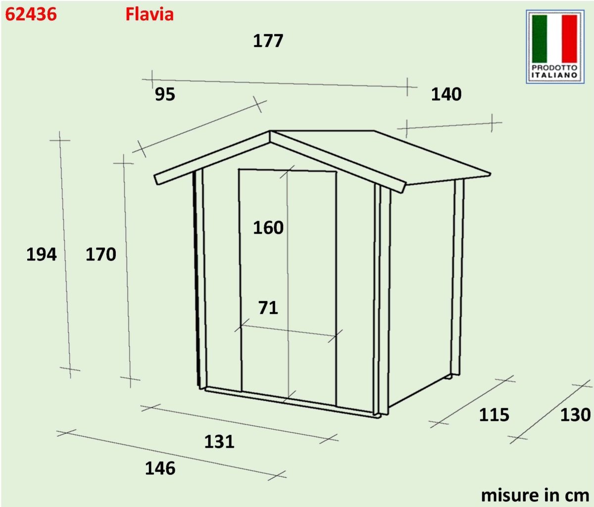 Casetta in Legno Flavia - 1.90 mq con Spessore Pareti 16 mm - ALCE - Idea giardino