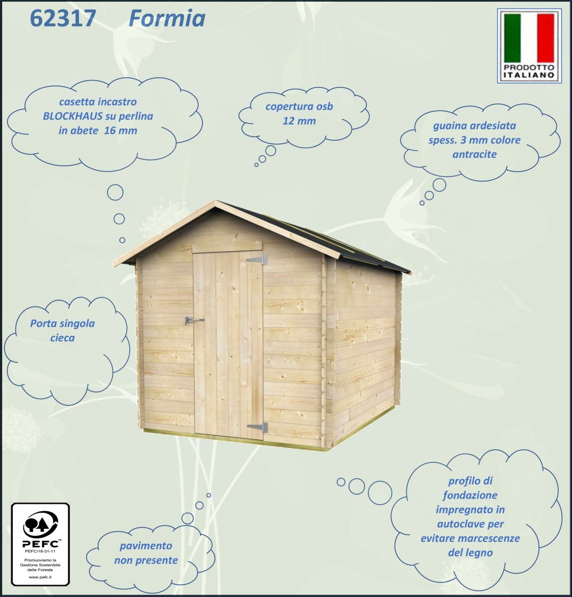 Casetta in Legno Formia - 3.88 mq con Spessore Pareti 16 mm - ALCE - Idea giardino