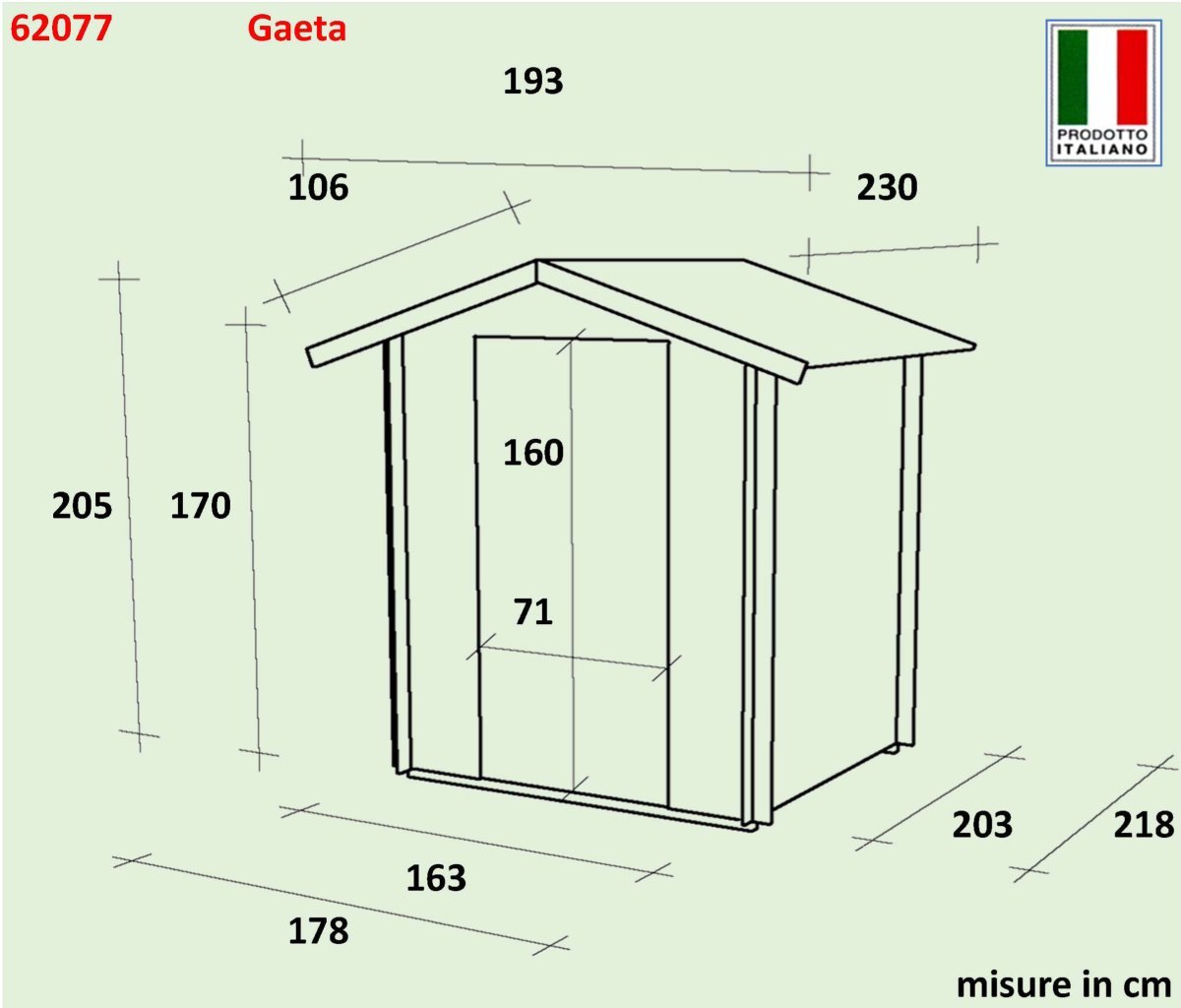 Casetta in Legno Gaeta - 3.31 mq con Spessore Pareti 16 mm - ALCE - Idea giardino