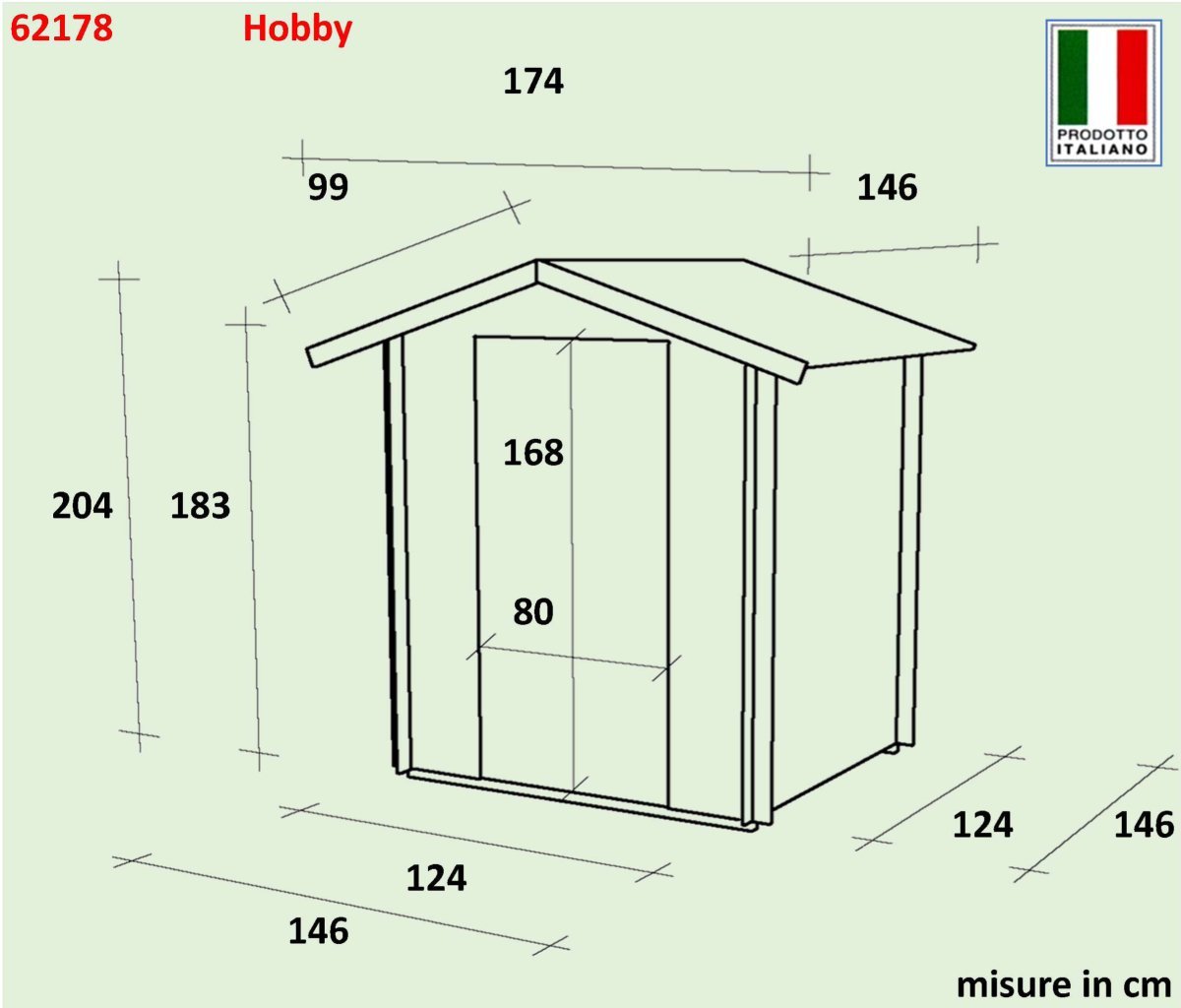 Casetta in Legno Hobby - 2.13 mq con Spessore Pareti 19 mm - ALCE - Idea giardino