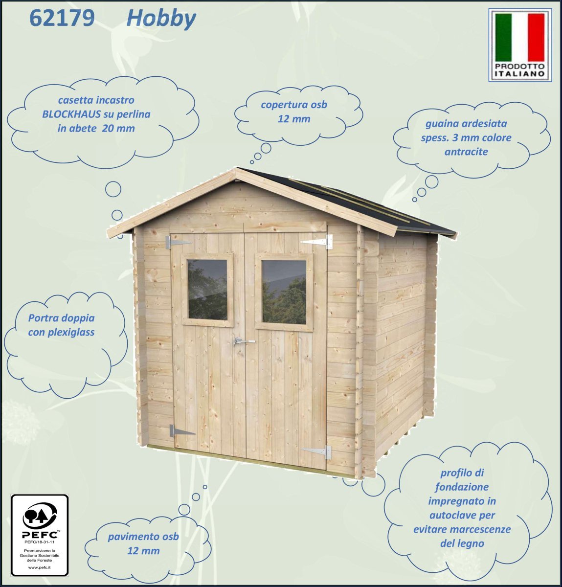 Casetta in Legno Hobby - 3.92 mq con Spessore Pareti 19 mm - ALCE - Idea giardino