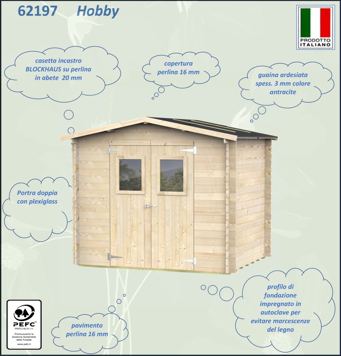 Casetta in Legno Hobby - 4.90 mq con Spessore Pareti 19 mm - ALCE - Idea giardino