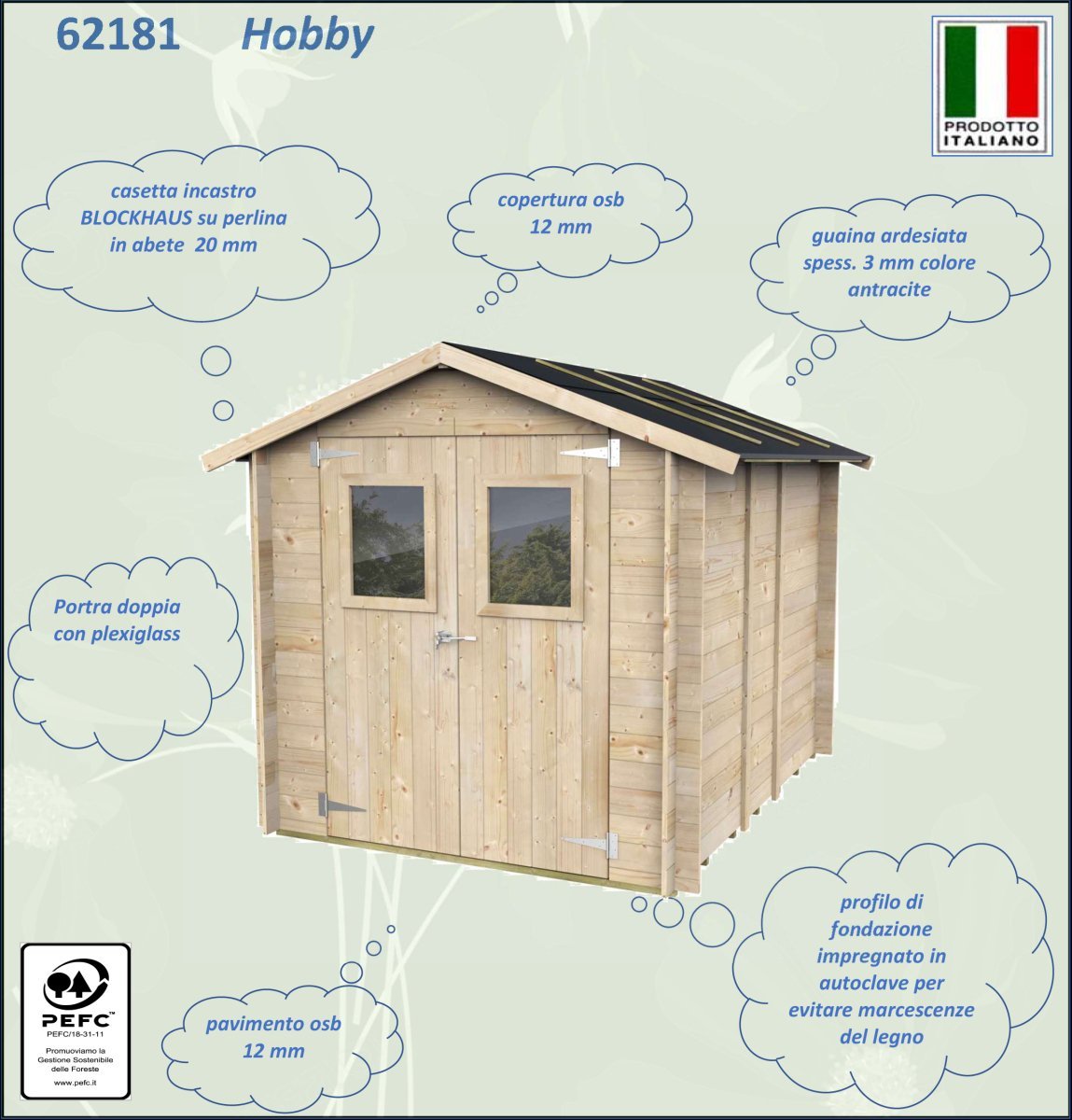 Casetta in Legno Hobby - 4.90 mq con Spessore Pareti 19 mm - ALCE - Idea giardino