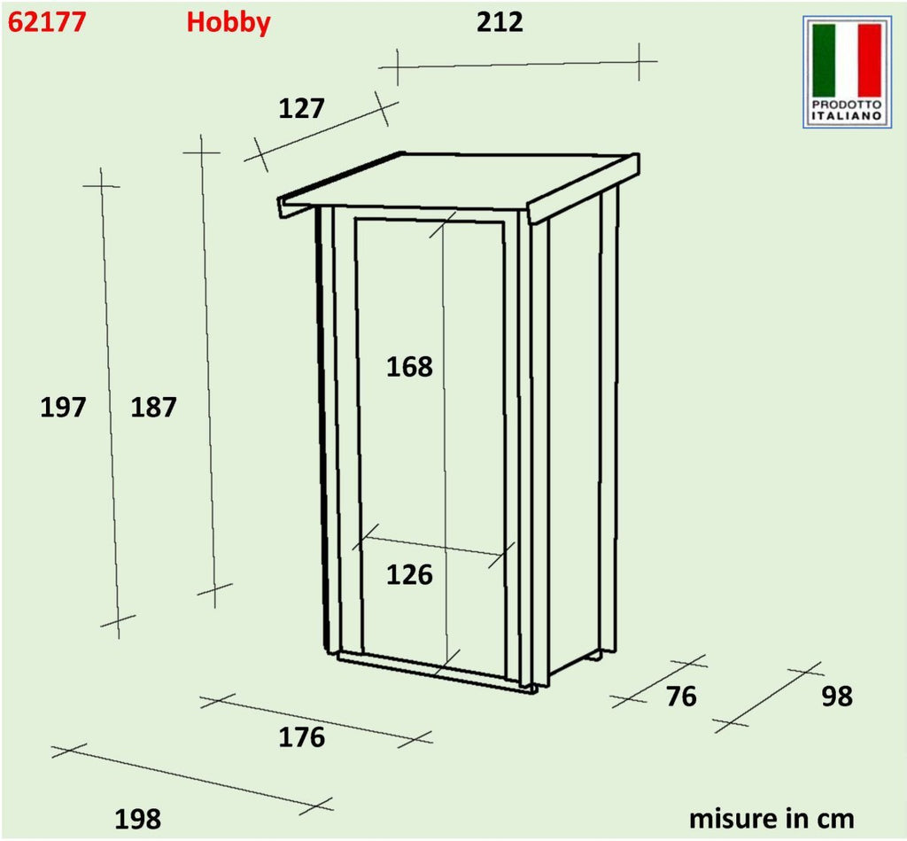 Casetta in Legno Hobby Monofalda - 1.94 mq con Spessore Pareti 19 mm - ALCE - Idea giardino