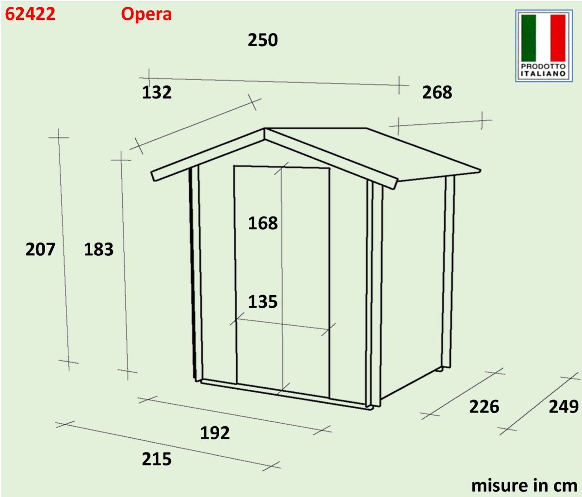 Casetta in Legno Opera - 5.38 mq con Spessore Pareti 25 mm - ALCE - Idea giardino