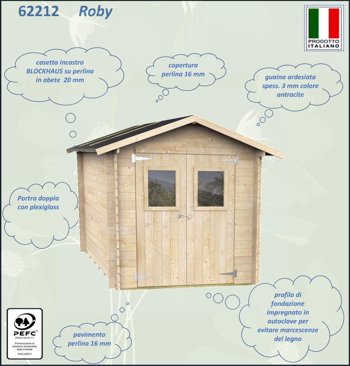 Casetta in Legno Roby - 3.92 mq con Spessore Pareti 19 mm - ALCE - Idea giardino