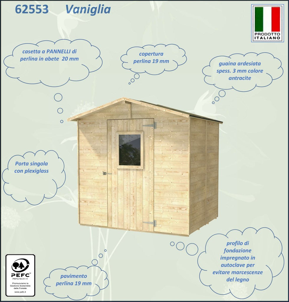 Casetta in Legno Vaniglia - 4.14 mq con Spessore Pareti 19 mm - ALCE - Idea giardino