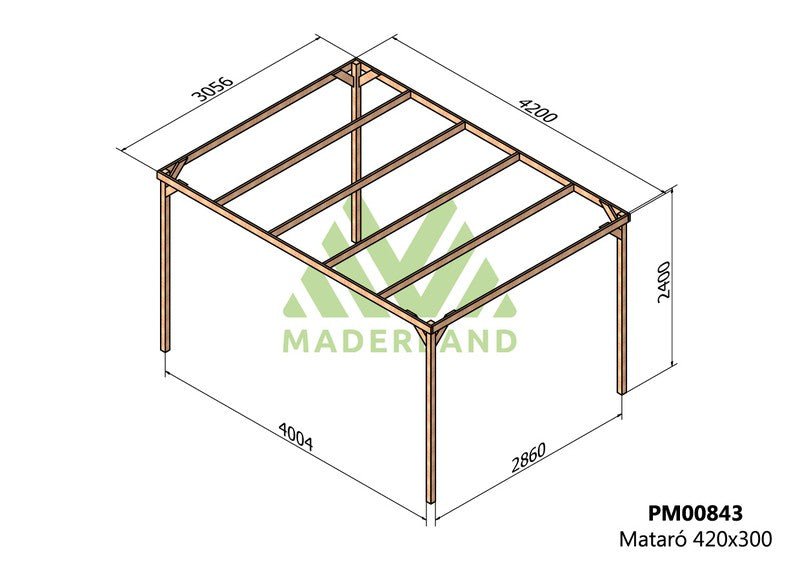 Pergola in legno massello, 420x300 cm Mataró - Maderland - Idea giardino
