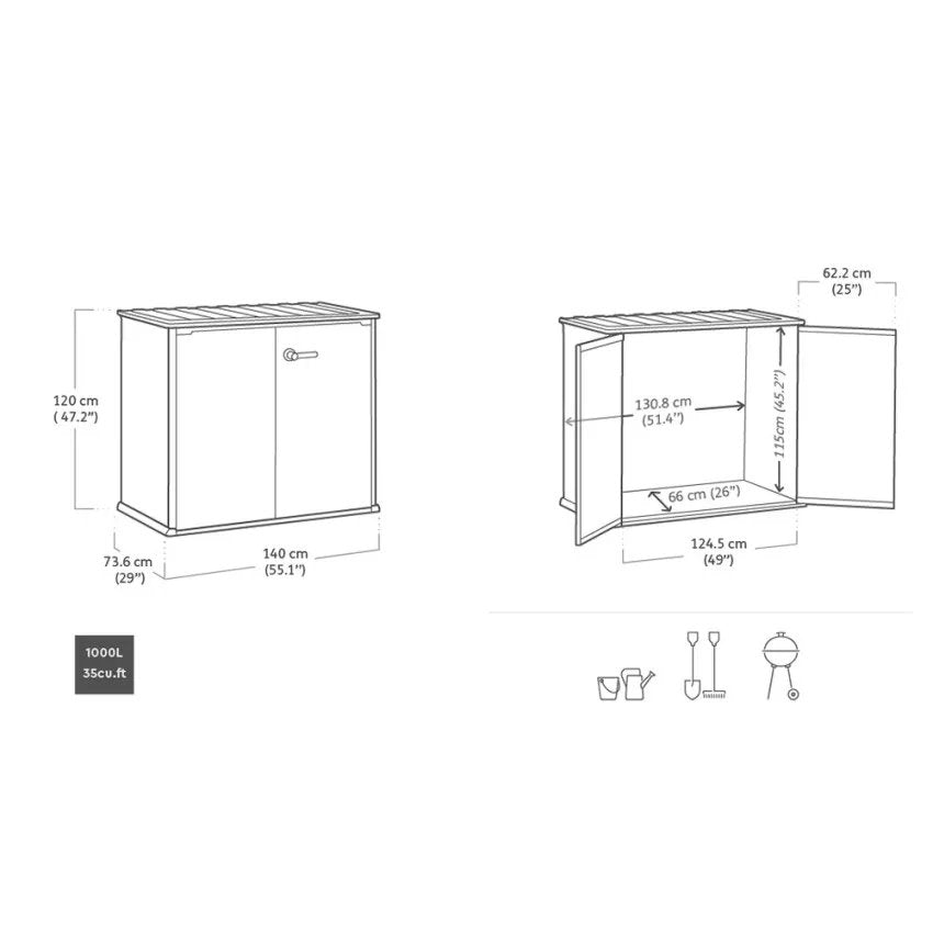 Porta Attrezzi in Resina Patio-Store Grigio, 1,03 m², Capacità 1000L - Keter - Idea giardino