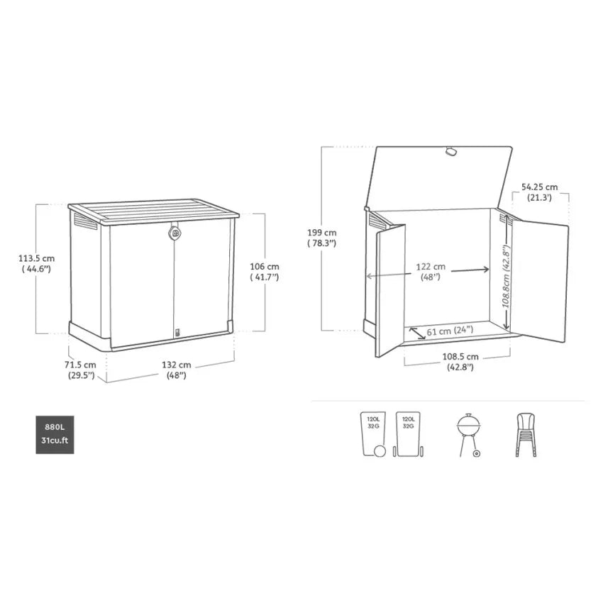 Porta Attrezzi in Resina Store-It-Out Midi Nero, 0,94 m², Capacità 880L - Keter - Idea giardino