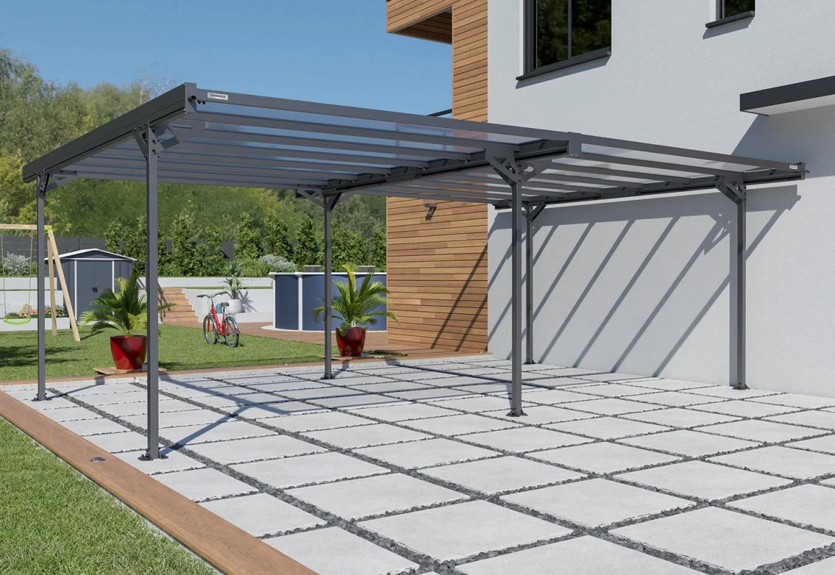 Tettoia Doppia in Alluminio Mistral Double - 30 mq + Kit di Ancoraggio - Trigano - Idea giardino